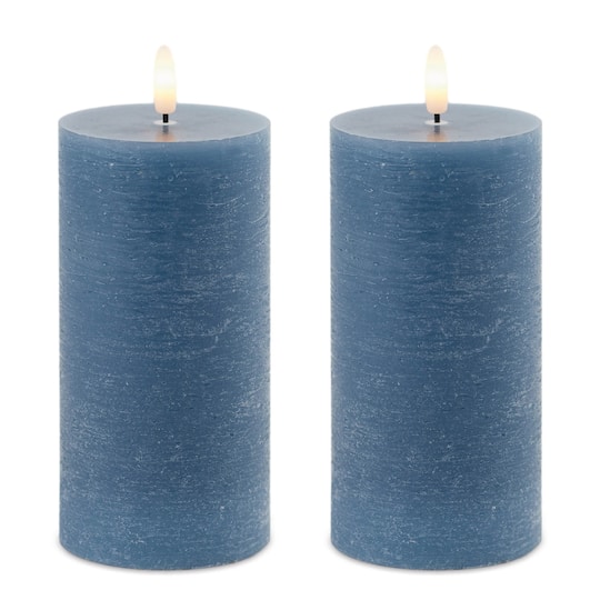 Blue FIA Wick Pillar Candles, 2ct.